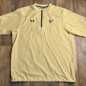 South Florida Bulls Polo Shirt Men's Medium‎ Yellow Under Armour 1/4 Zip 6445